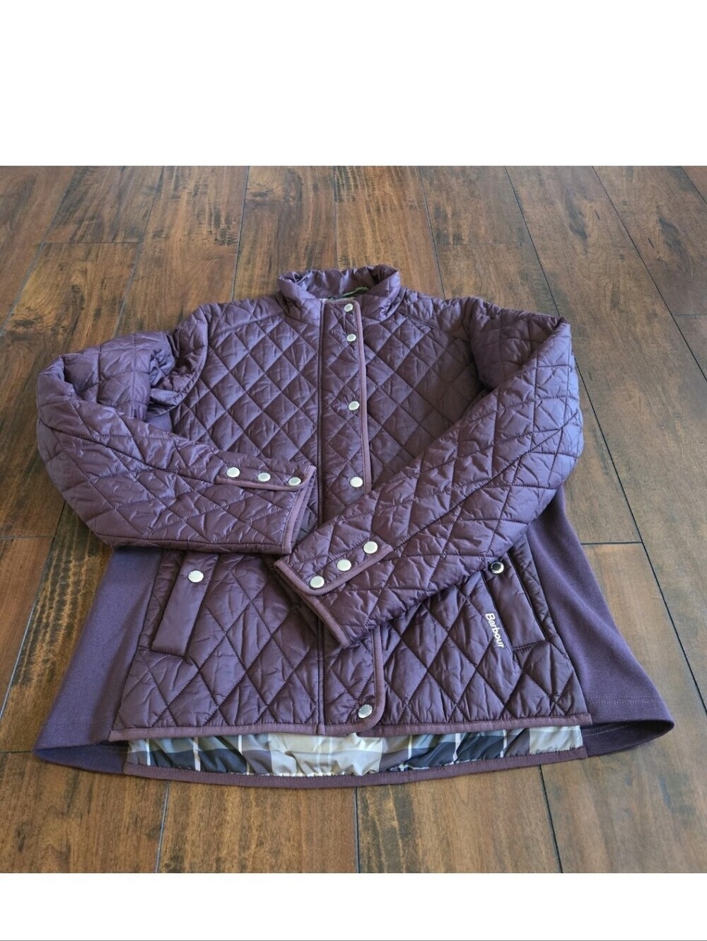 Barbour Yarrow Quilted Puffer Zip-Up Lightweight Black Cherry Jacket US Size 12 - Picture 6 of 16